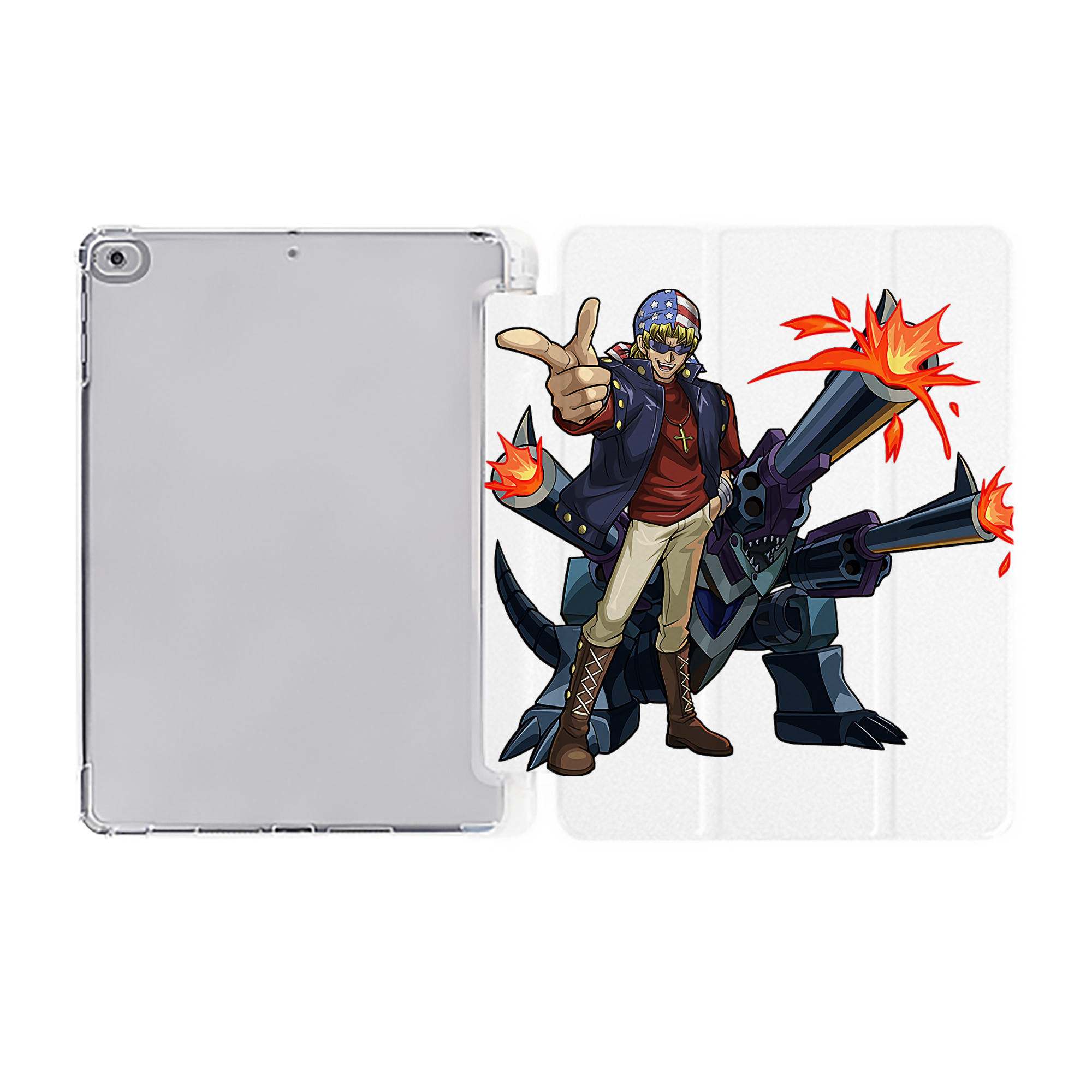 （画像用） 遊☆戯☆王 Yu-Gi-Oh! IPad ケース ペン収納付き 三つ折りスタンド PUレザー×シリコン 対応機種9.5/10.5/10.9インチ